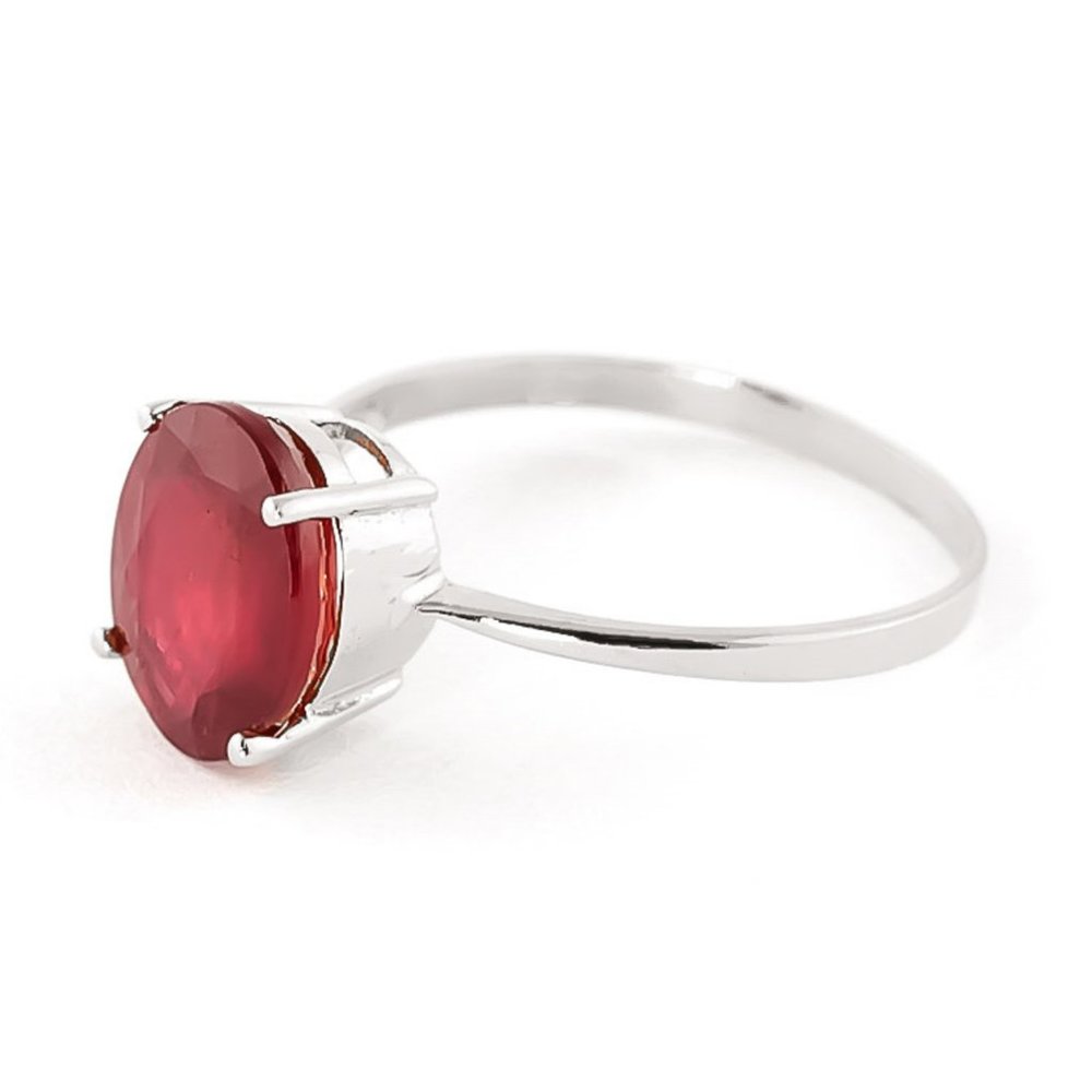 14K. SOLID GOLD RING WITH NATURAL OVAL RUBY - Picture 3 of 8
